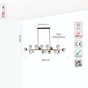 size information for gold body opal glass globes 16 lamp