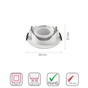 Size and specs of Round Polycarbonate Tilt Recessed Downlight GU10 White or Black | TEKLED 164-03021