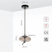 Size and specs of Smoky Mason Jar Pendant Modern Contemporary Ceiling Light Built-in LED | TEKLED 159-17338
