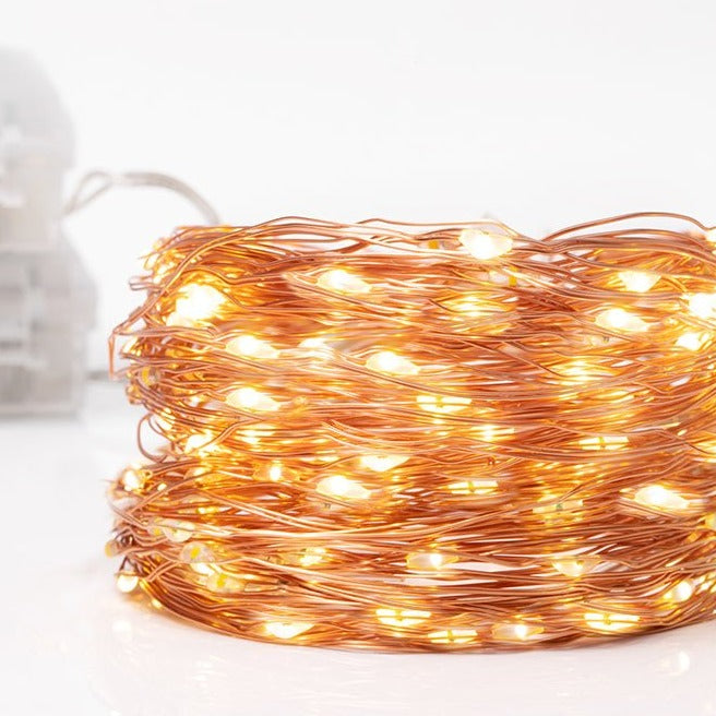 Product close up of Mensa 2 Sets of Micro-LED 100 LEDs 10m with Battery Pack & USB Cable Warm WhiteÃ‚Â¬Ã¢â‚¬Â LED String Fairy Light
