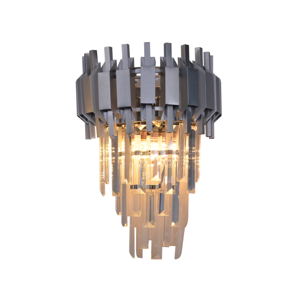 Main image of Metropolitan Square Beam Design 3 Tiered Crystal Wall Sconce Light | TEKLED 151-19934