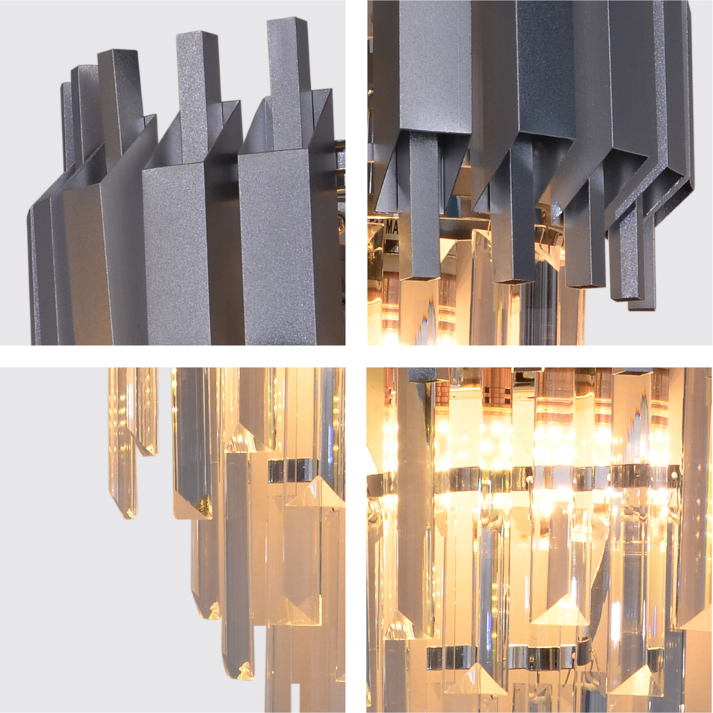 Details of Metropolitan Square Beam Design 3 Tiered Crystal Wall Sconce Light | TEKLED 151-19934