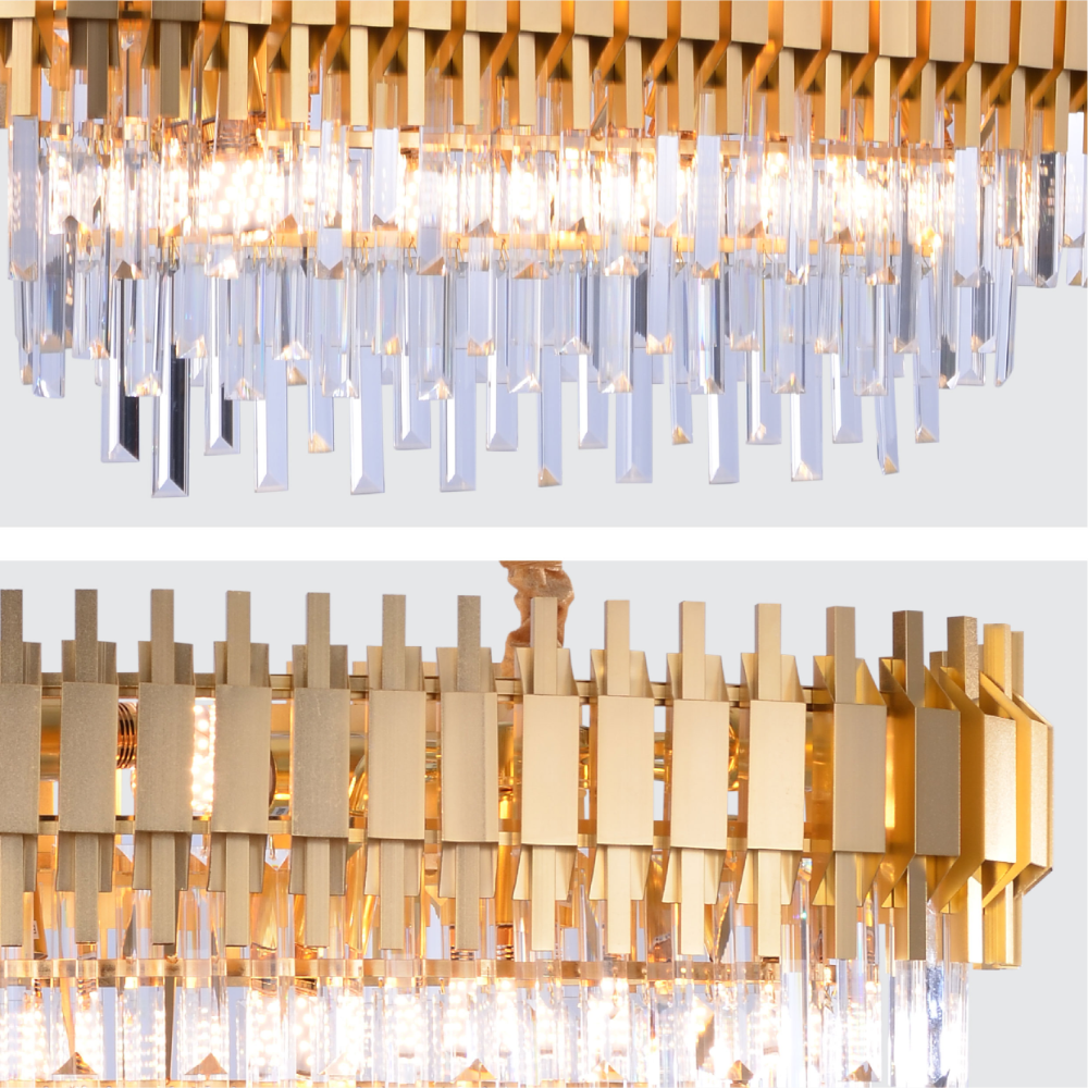 Details of Metropolitan Square Beam Design Tiered Crystal Modern Chandelier Ceiling Light | TEKLED 159-17904