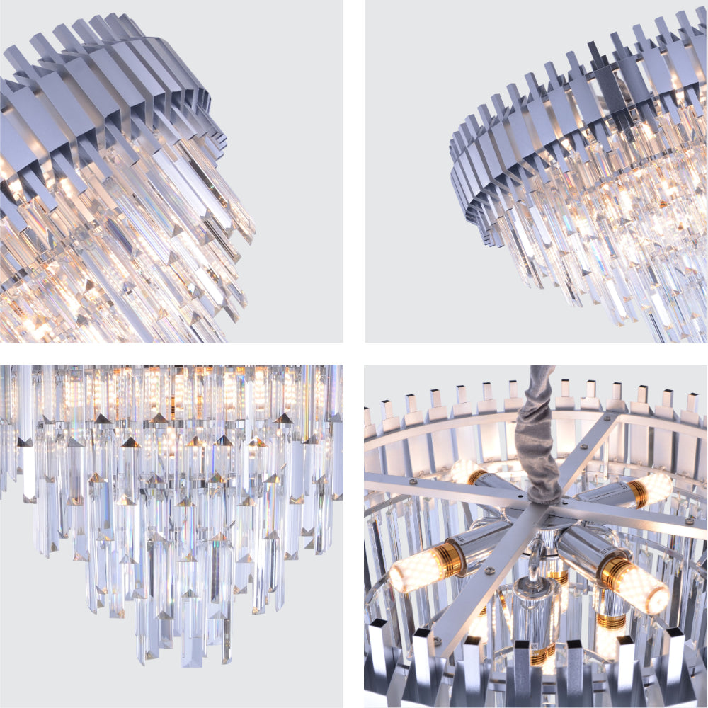 Details of Metropolitan Square Beam Design Tiered Crystal Modern Chandelier Ceiling Light | TEKLED 159-18038