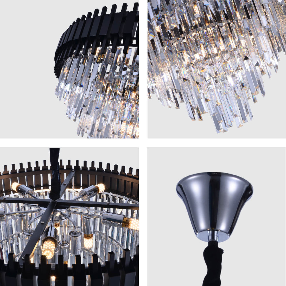Details of Metropolitan Square Beam Design Tiered Crystal Modern Chandelier Ceiling Light | TEKLED 159-18044
