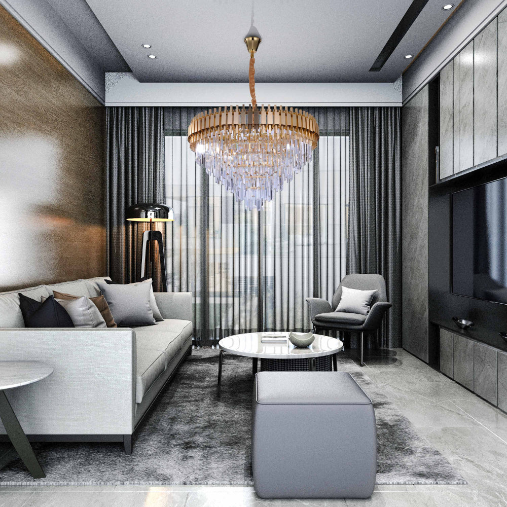 Metropolitan Square Beam Crystal Chandelier - Tiered Ceiling Light TEKLED