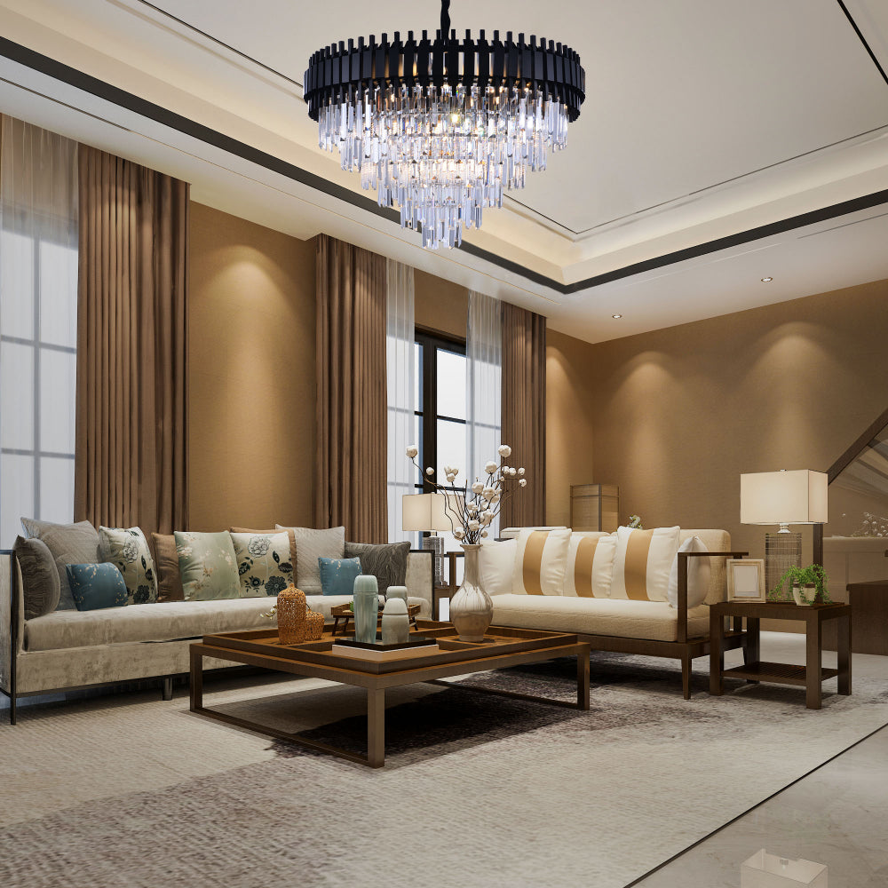 Metropolitan Square Beam Crystal Chandelier - Tiered Ceiling Light TEKLED