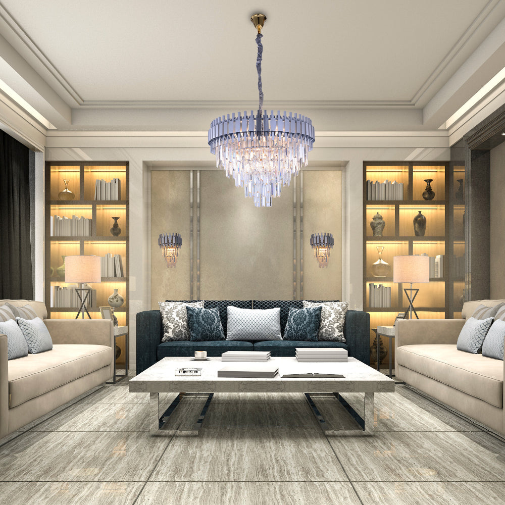Metropolitan Square Beam Crystal Chandelier - Tiered Ceiling Light TEKLED
