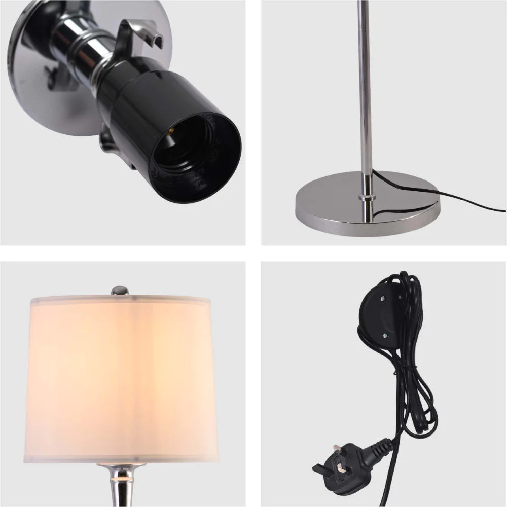 Close up of Mid-century Floor Lamp Nickel Flaxen | TEKLED 130-03520