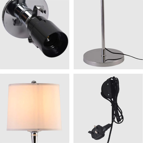 Close up of Mid-century Floor Lamp Nickel Flaxen | TEKLED 130-03520