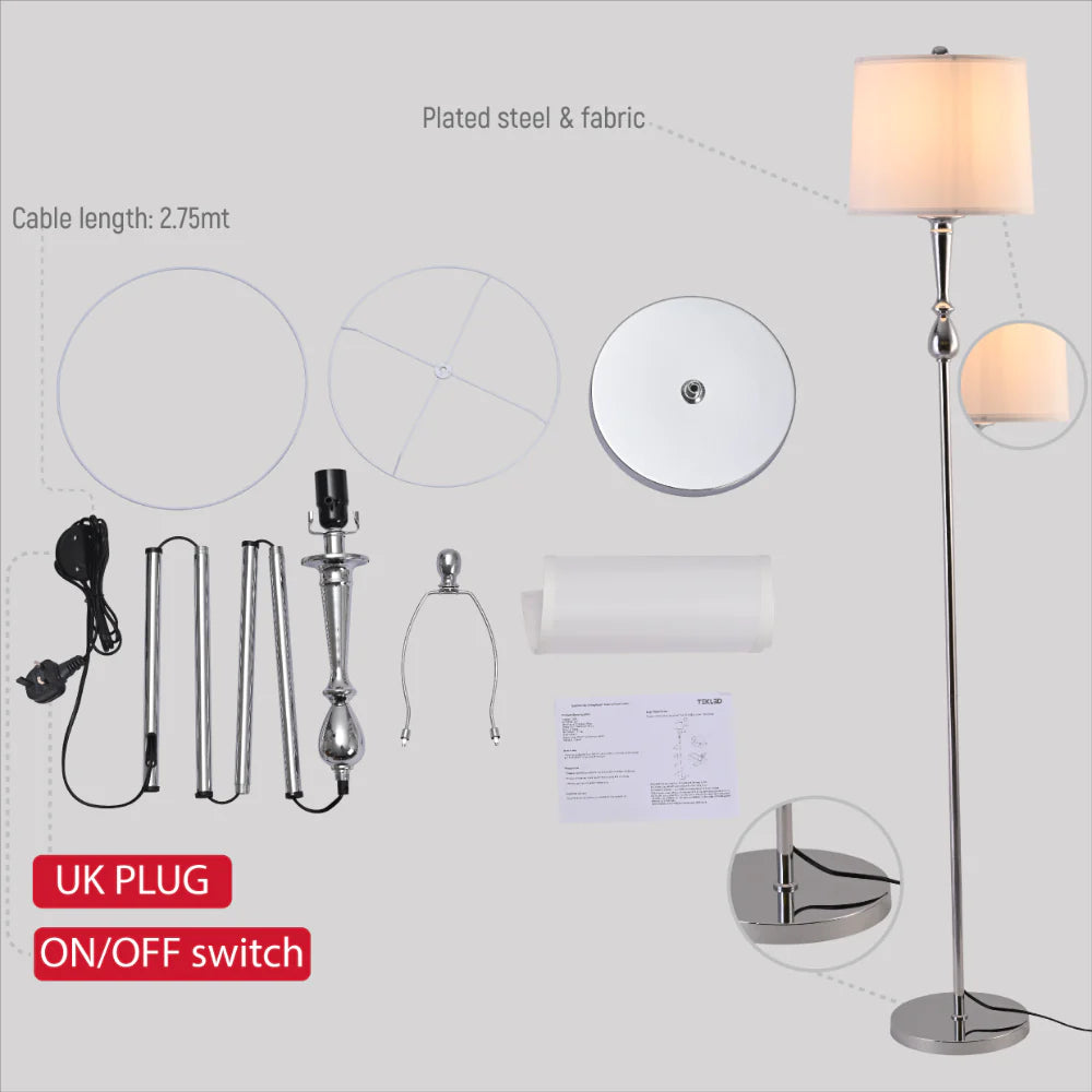 Details of Mid-century Floor Lamp Nickel Flaxen | TEKLED 130-03520