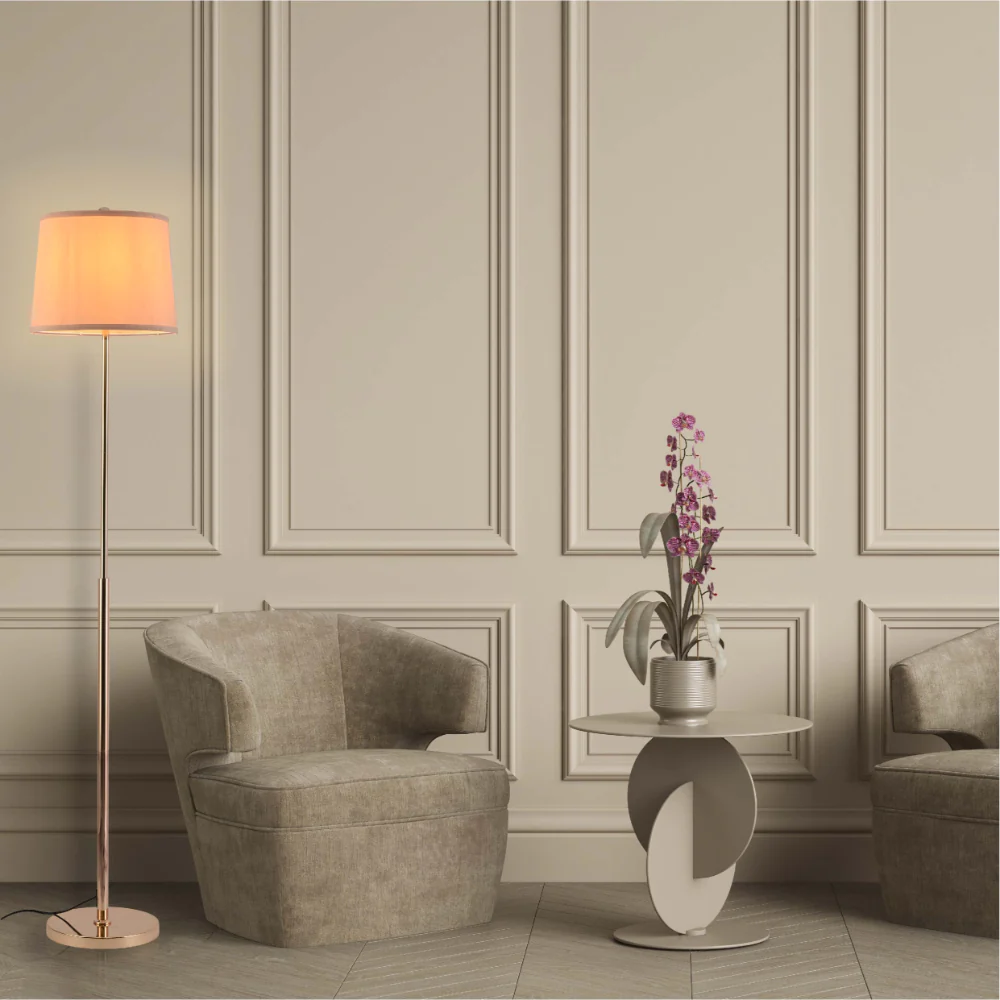 Interior application of Minimalist Floor Lamp Rose Gold Flaxen | TEKLED 130-03518