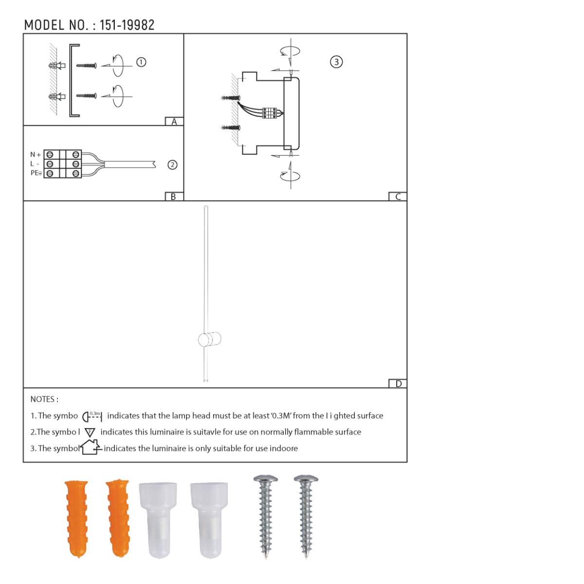 Technical specs of Minimalist Linear Wall Sconce Light 151-19982