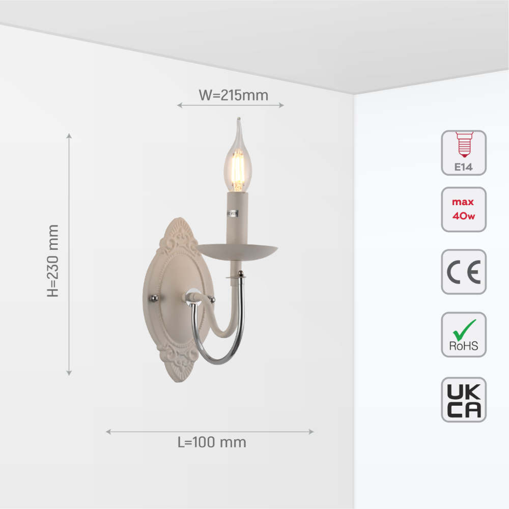 Size and tech specs of Minimalist U-Shaped Candle Wall Lamp | TEKLED 151-19928