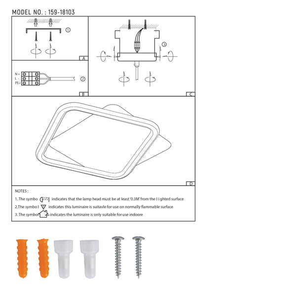 Technical specs of Modern Asymmetric LED Flush Ceiling Light 159-18103