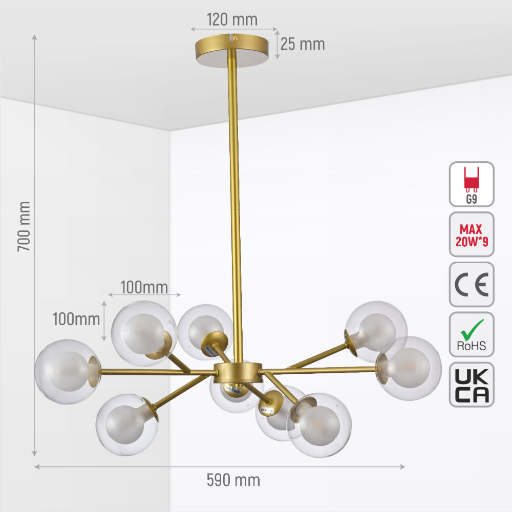 Modern Gold Ceiling Light with Double Layered Globes TEKLED
