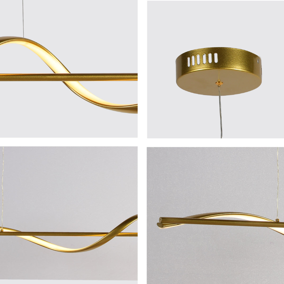 Close shots of Modern Sleek Infinity Wave LED Pendant Light 159-18119