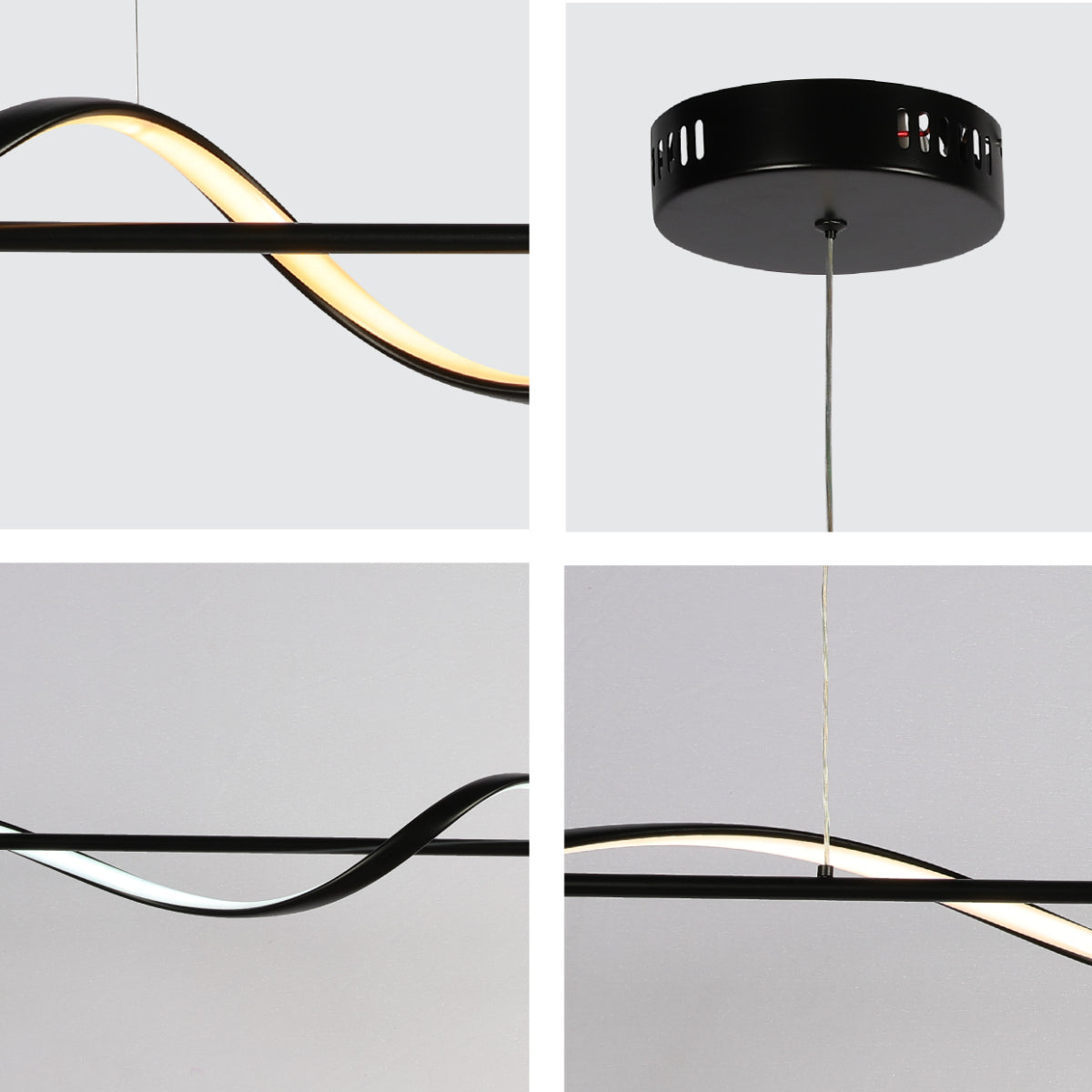 Close shots of Modern Sleek Infinity Wave LED Pendant Light 159-18120