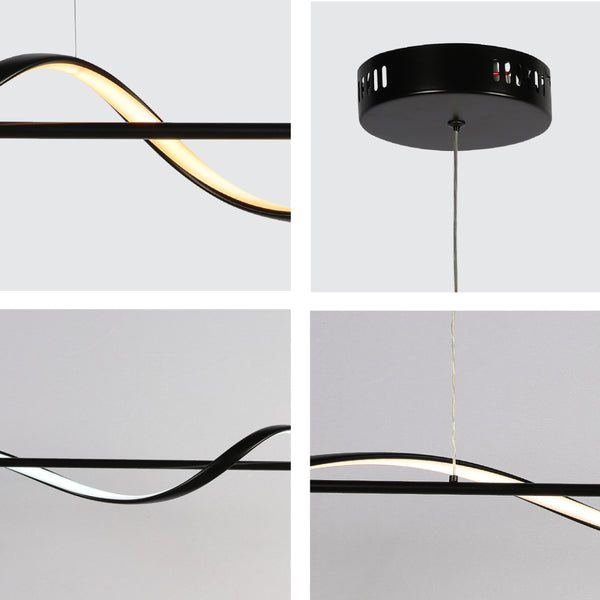 Close shots of Modern Sleek Infinity Wave LED Pendant Light 159-18120