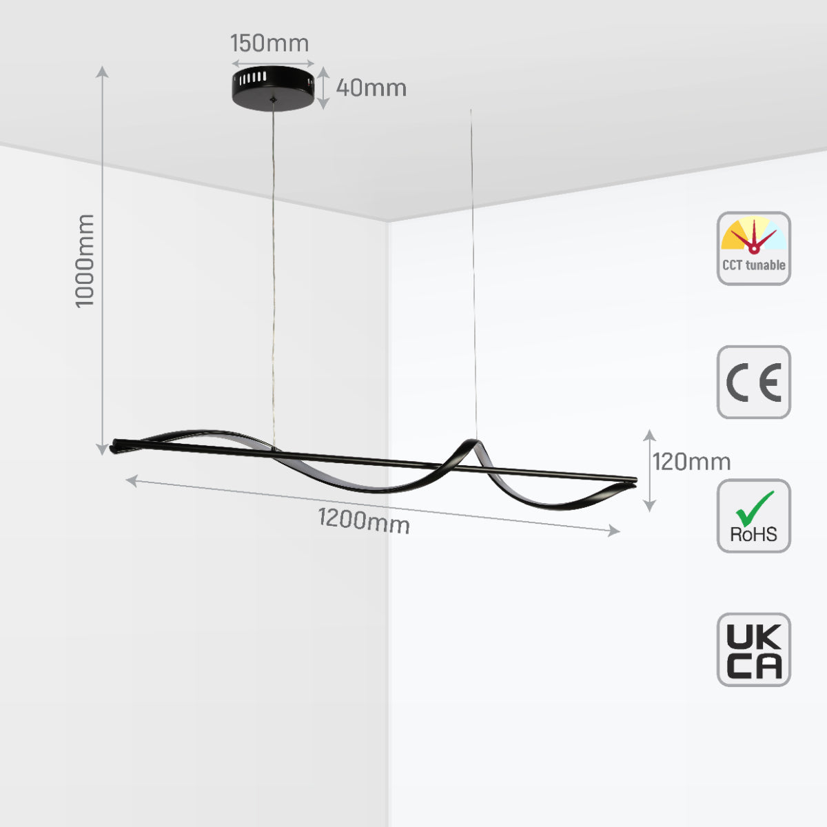 Modern Infinity LED Pendant Light - Dimmable CCT Tuneable TEKLED
