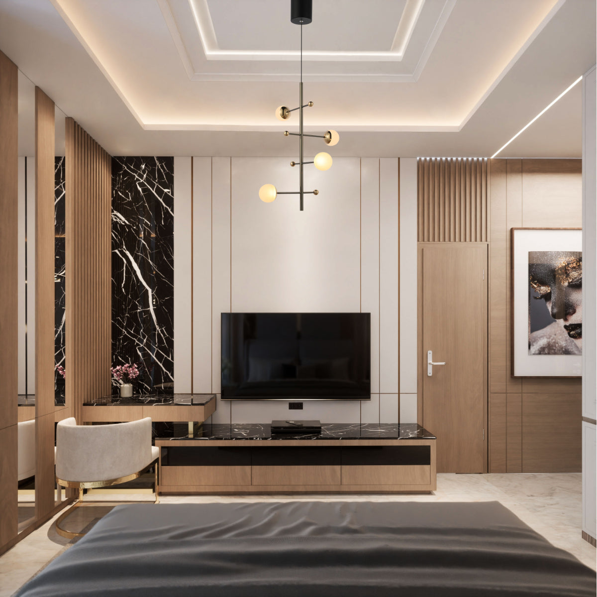 Where to use Modern Spacious Chandelier Ceiling Light Gold  159-18155