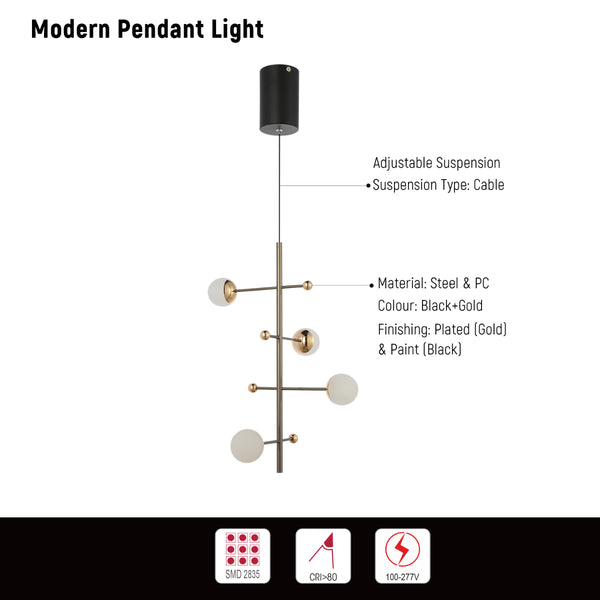 Technical specs of Modern Spacious Chandelier Ceiling Light Gold  159-18155