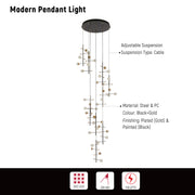 Technical specs of Modern Spacious Chandelier Ceiling Light Gold  159-18156