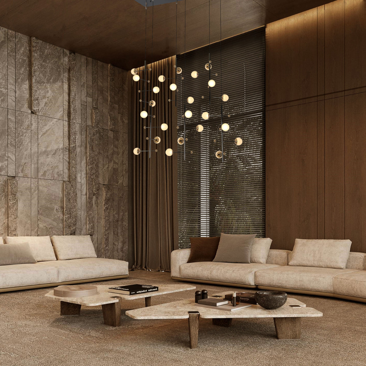 Where to use Modern Spacious Chandelier Ceiling Light Gold  159-18157