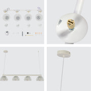 Close shots of Modern White Mesh Cage Dome Chandelier with G9 Bulbs - 950mm 150-19038