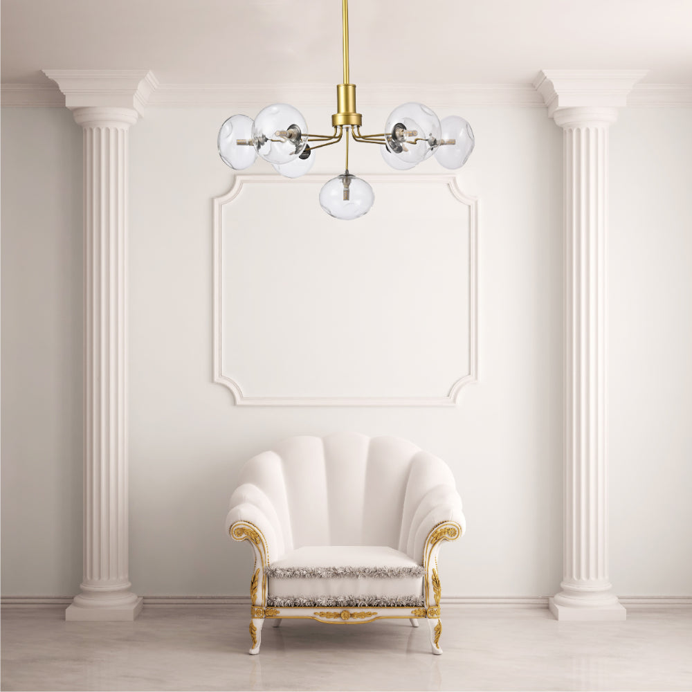 Interior application of Multi-Arm Dimpled Globe Ceiling Light Elegant Gold | TEKLED 158-19700