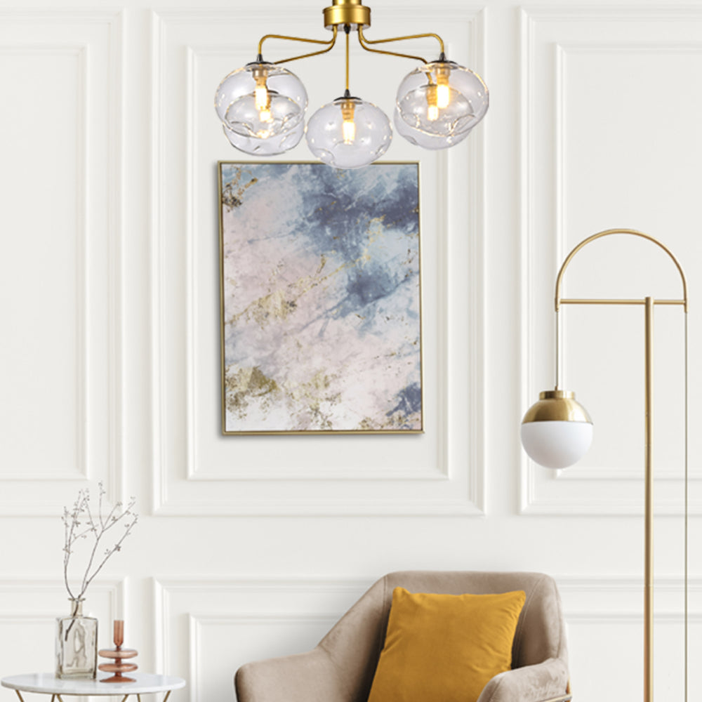 Living room kitchen bedroom use of Multi-Arm Dimpled Globe Ceiling Light Elegant Gold | TEKLED 158-19698