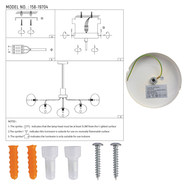 User manual for Multi-Arm Dimpled Globe Ceiling Light Elegant Gold | TEKLED 158-19704