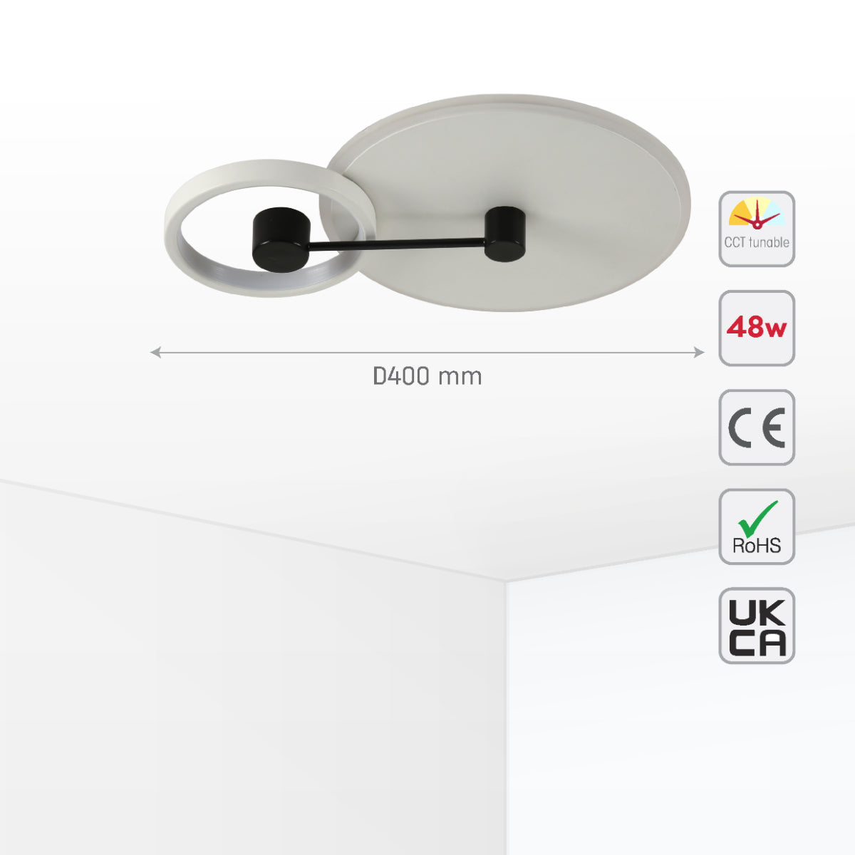 Size and certifications of Nested Halo LED Flush Ceiling Light 159-18110
