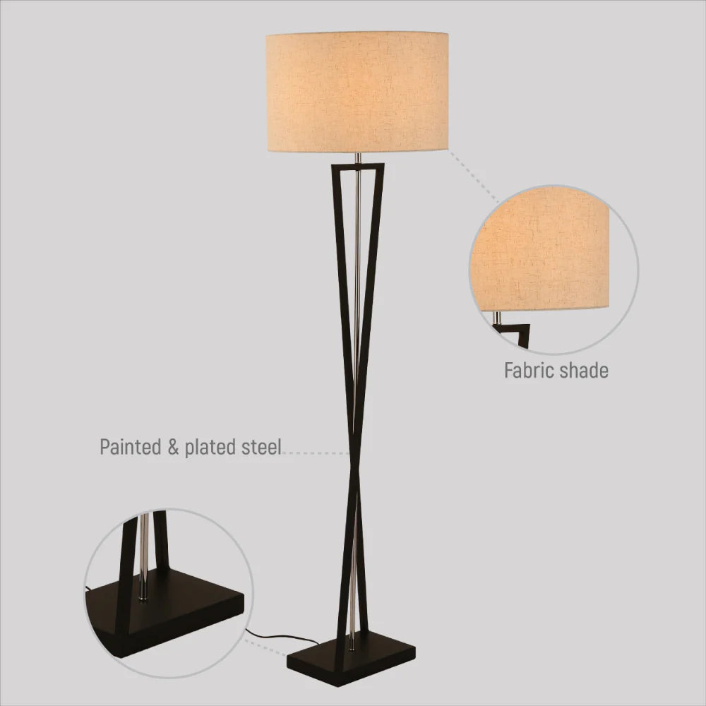 Details of Nordic Art Deco Floor Lamp  Black Nickel Flaxen | TEKLED 130-03522