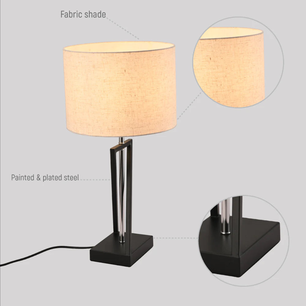 Details of Nordic Art Deco Table Lamp  Black Nickel Flaxen | TEKLED 130-03636
