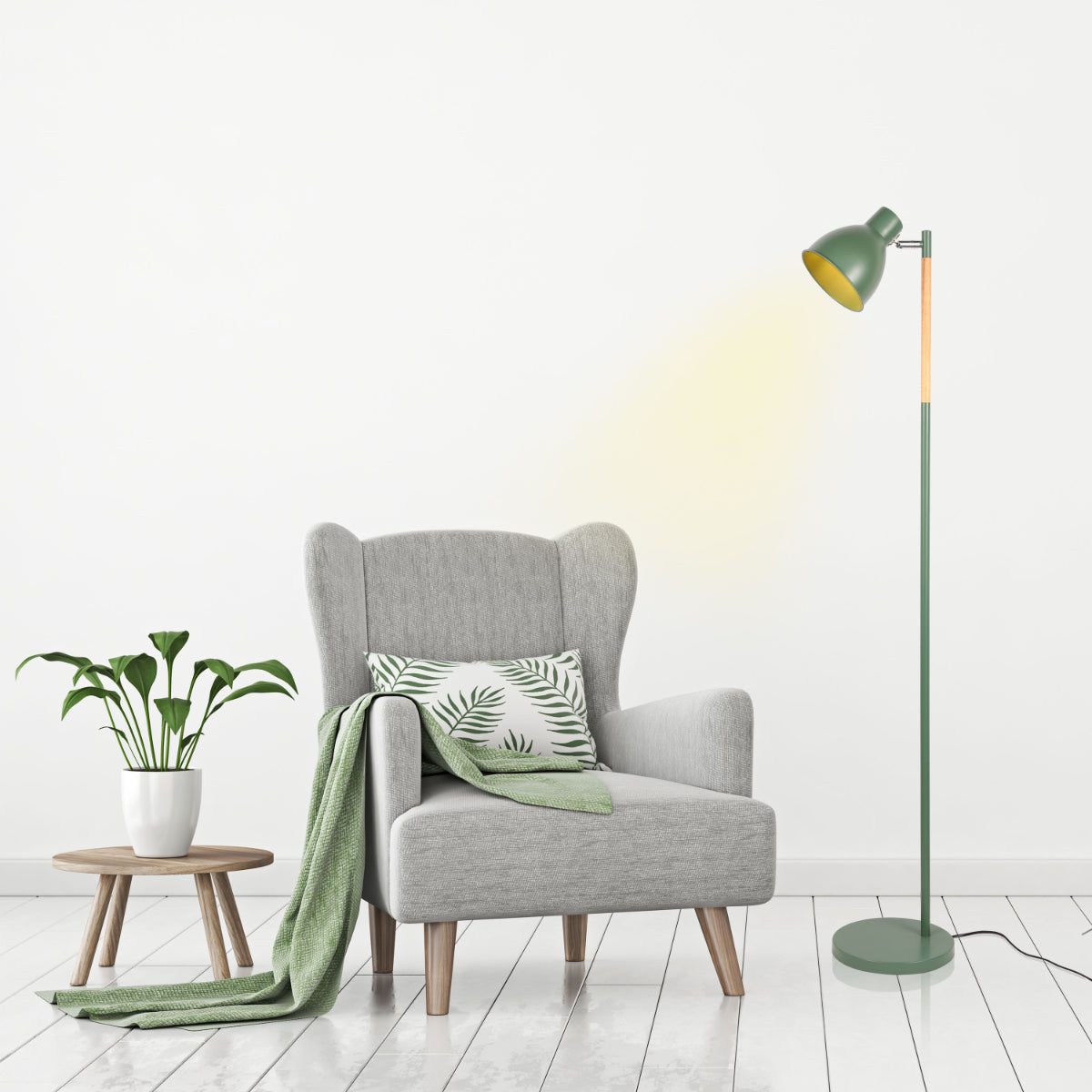 Nordic Floor Lamp with Wood Accent - E27, Rotatable Shade, 3 Finishes 130-03530 in play