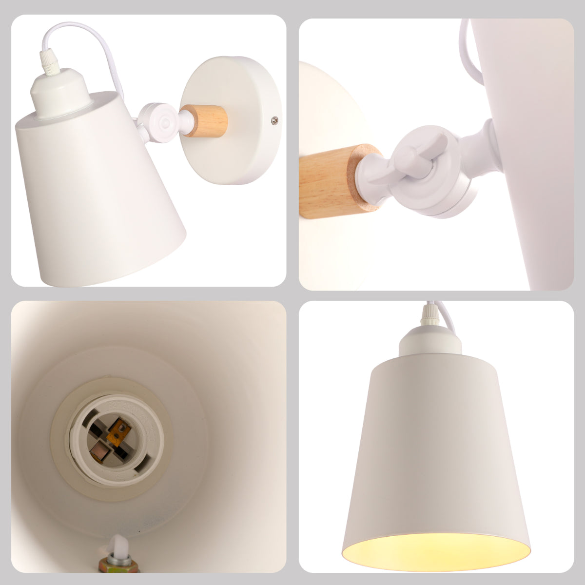 Lighting properties of Nordic Sleek Adjustable Wall Lamp - Modern Tapered Cone Design in Black or White 151-03012
