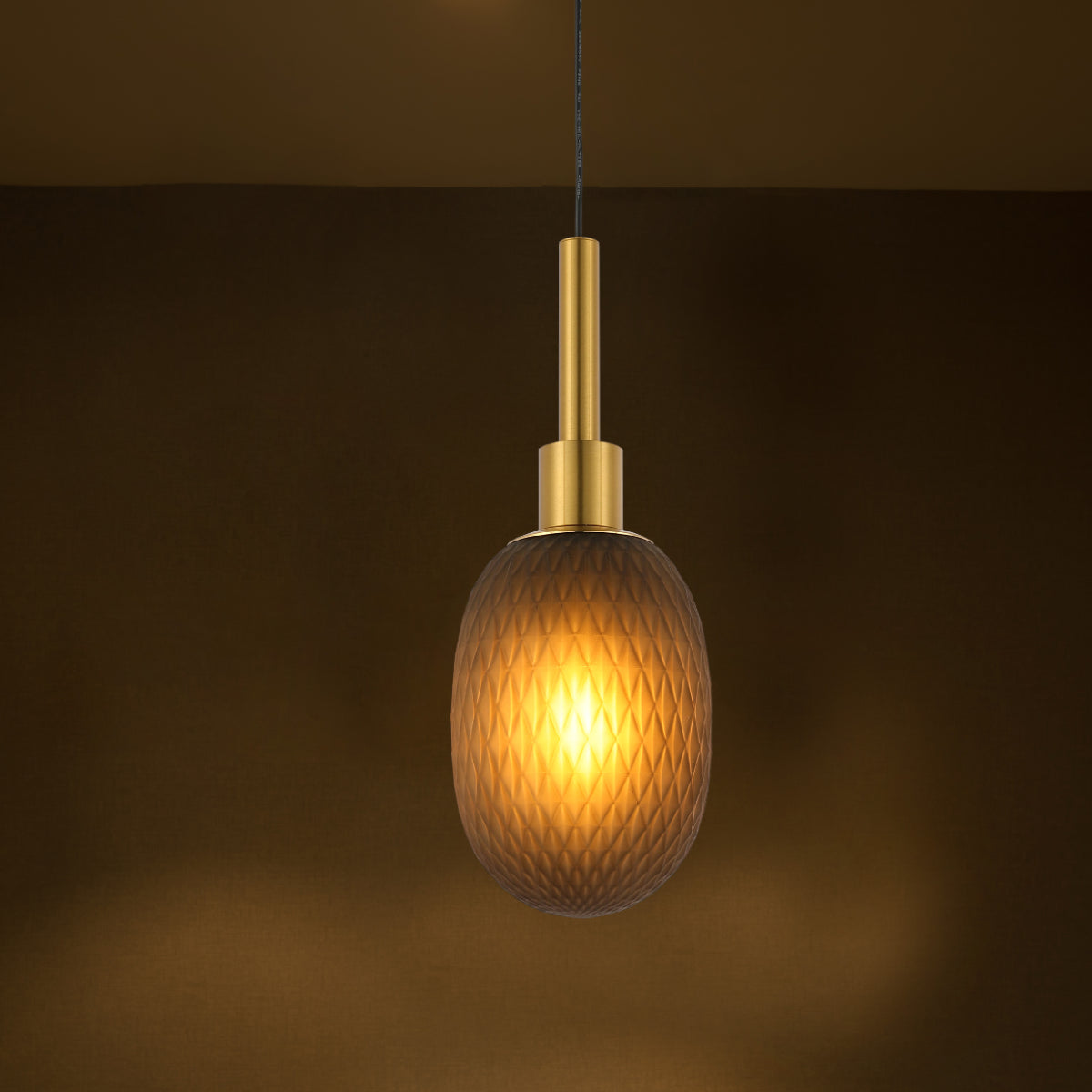 Usage of Opalescent Ellipsoid Pendant Light with Gold Detail 150-19016