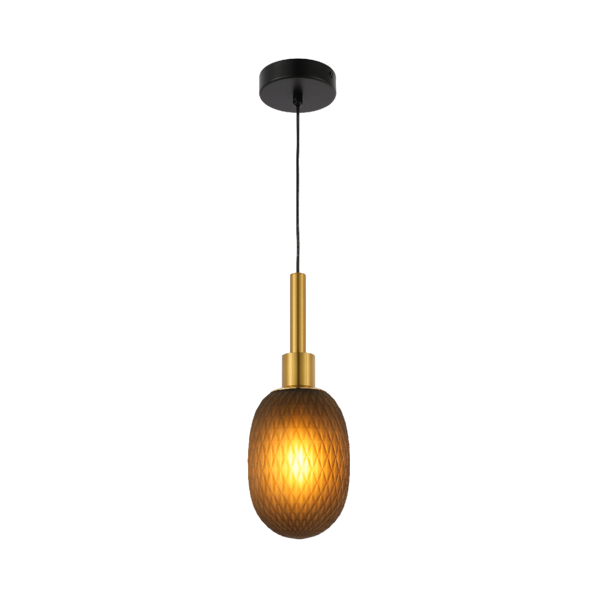 Main image of Opalescent Ellipsoid Pendant Light with Gold Detail 150-19016