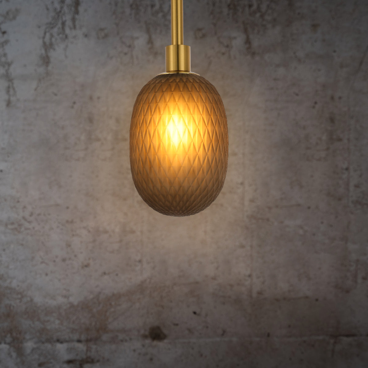 Opalescent Ellipsoid Pendant Light with Gold Detail 150-19018 in play