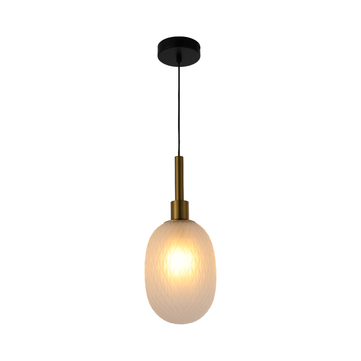Main image of Opalescent Ellipsoid Pendant Light with Gold Detail 150-19022