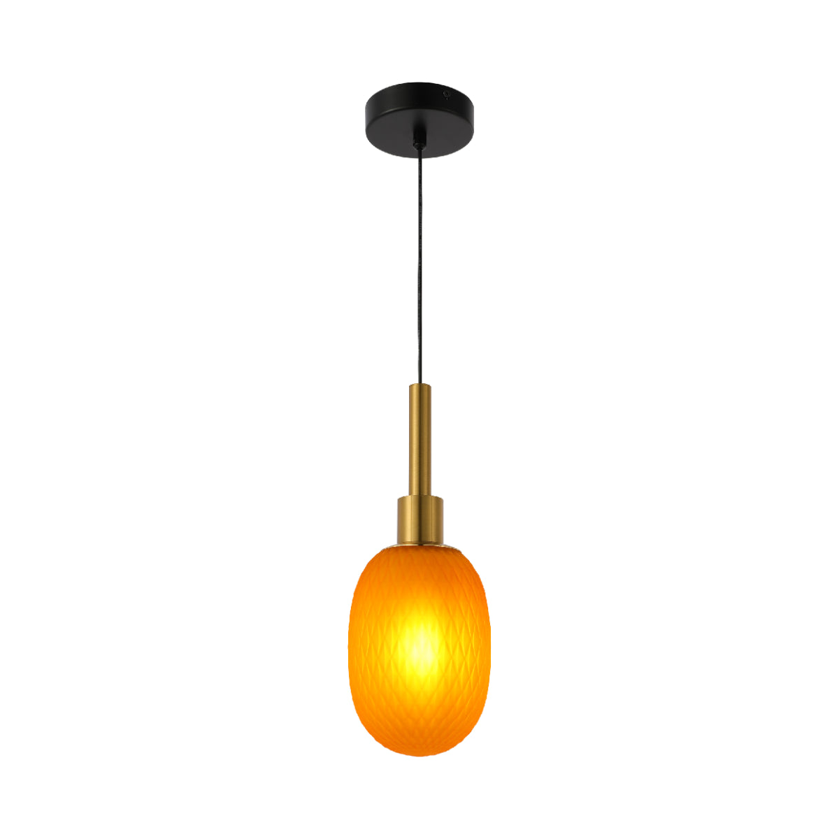 Main image of Opalescent Ellipsoid Pendant Light with Gold Detail 150-19024