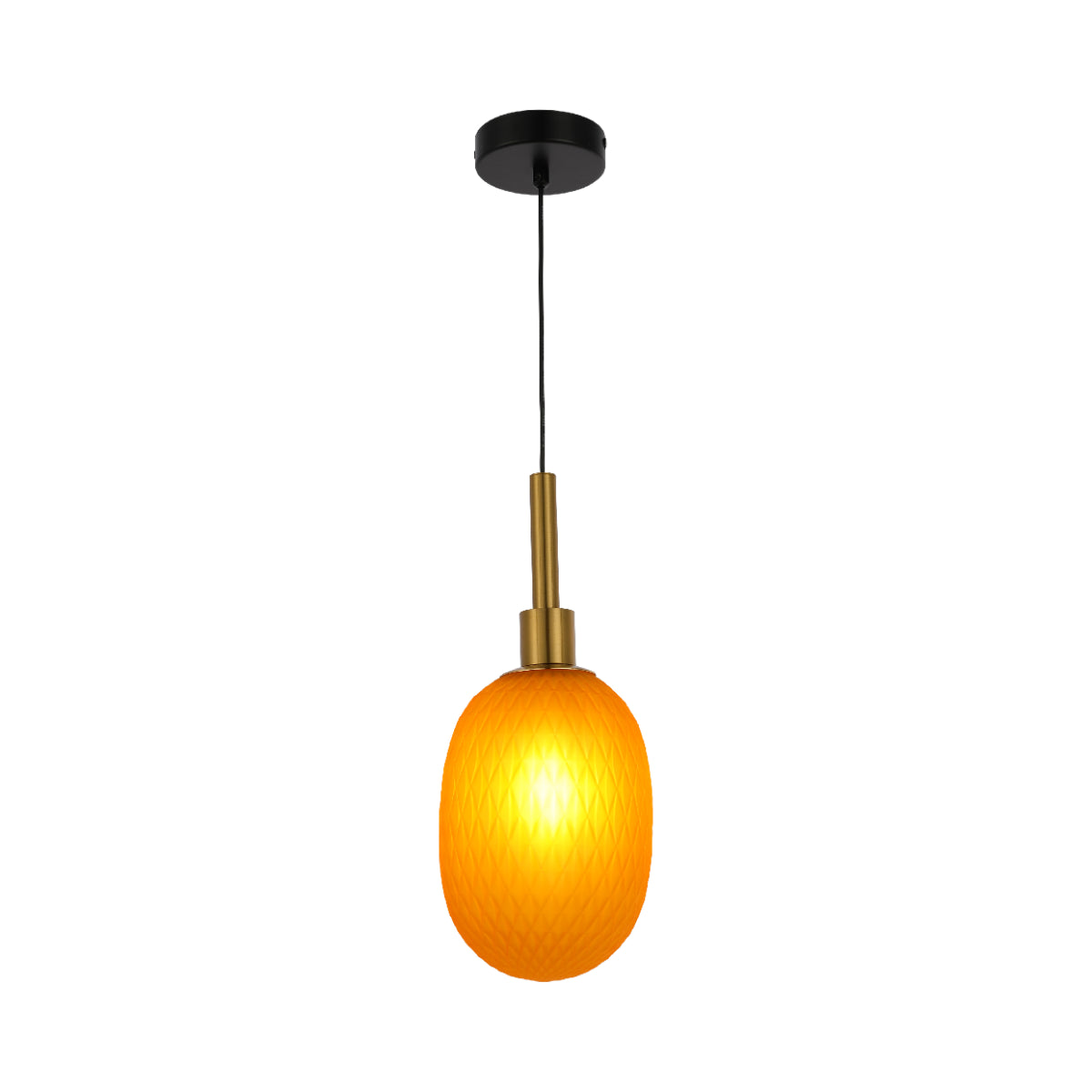 Main image of Opalescent Ellipsoid Pendant Light with Gold Detail 150-19026