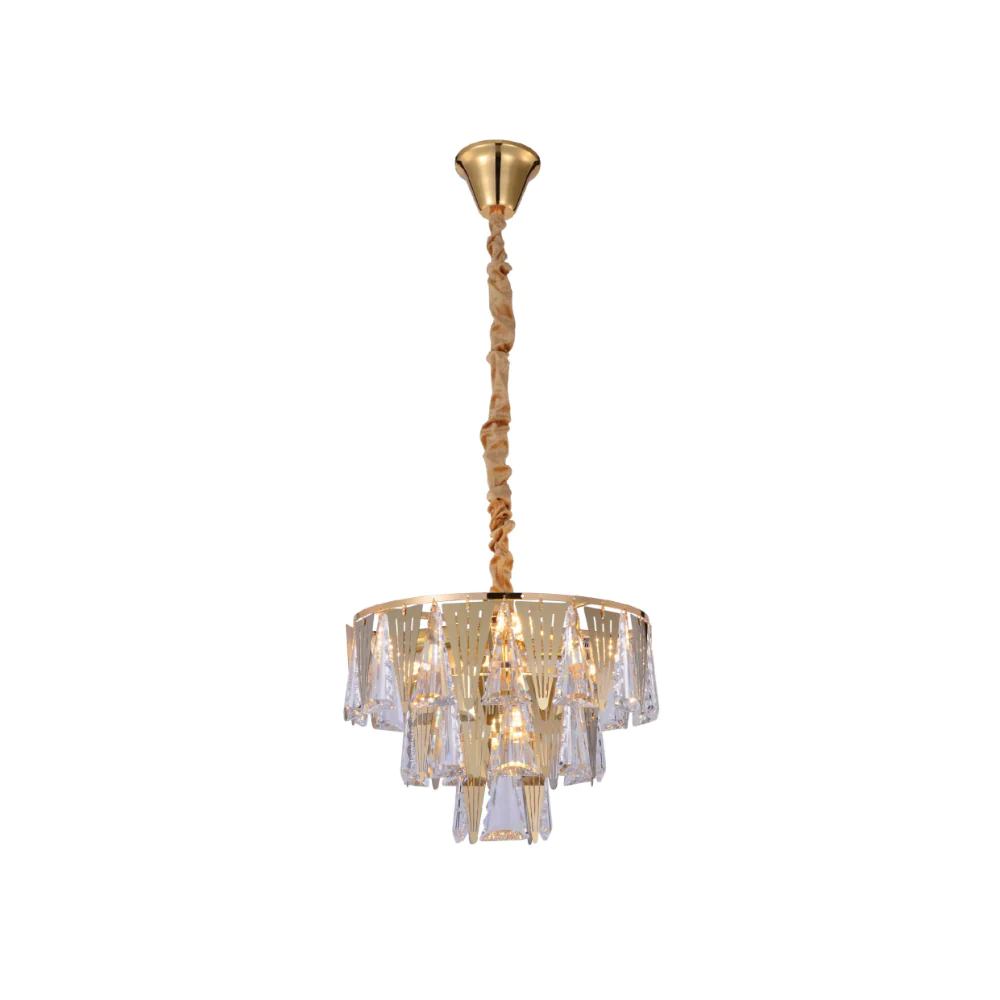 Main image of Opulent Gold Chandelier Ceiling Light with Triangular Crystal Elegance | TEKLED 159-17912