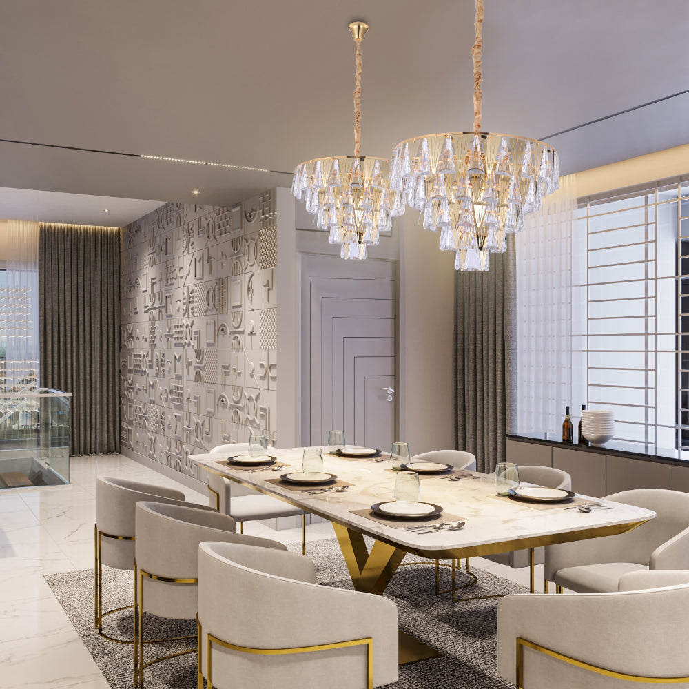 Triangular Crystal Elegance Chandelier - Opulent Gold TEKLED