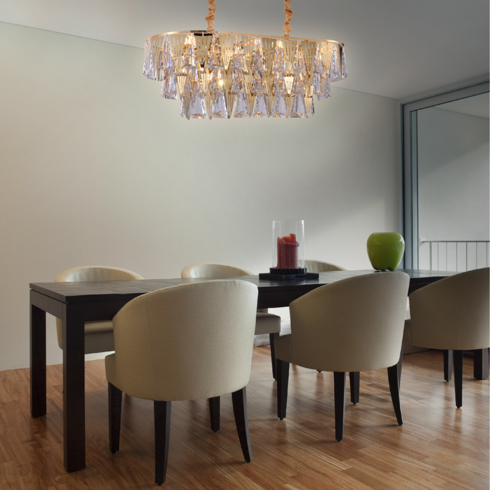 Triangular Crystal Elegance Chandelier - Opulent Gold TEKLED