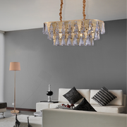 Interior use of Opulent Gold Chandelier Ceiling Light with Triangular Crystal Elegance | TEKLED 159-17918