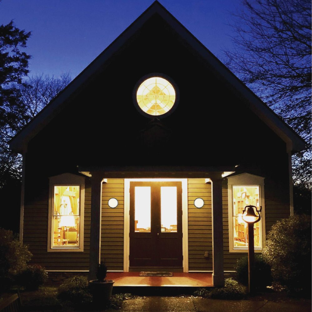 More exterior usage of Black Ring Moonlight Outdoor Modern LED Wall Light | TEKLED 183-03318