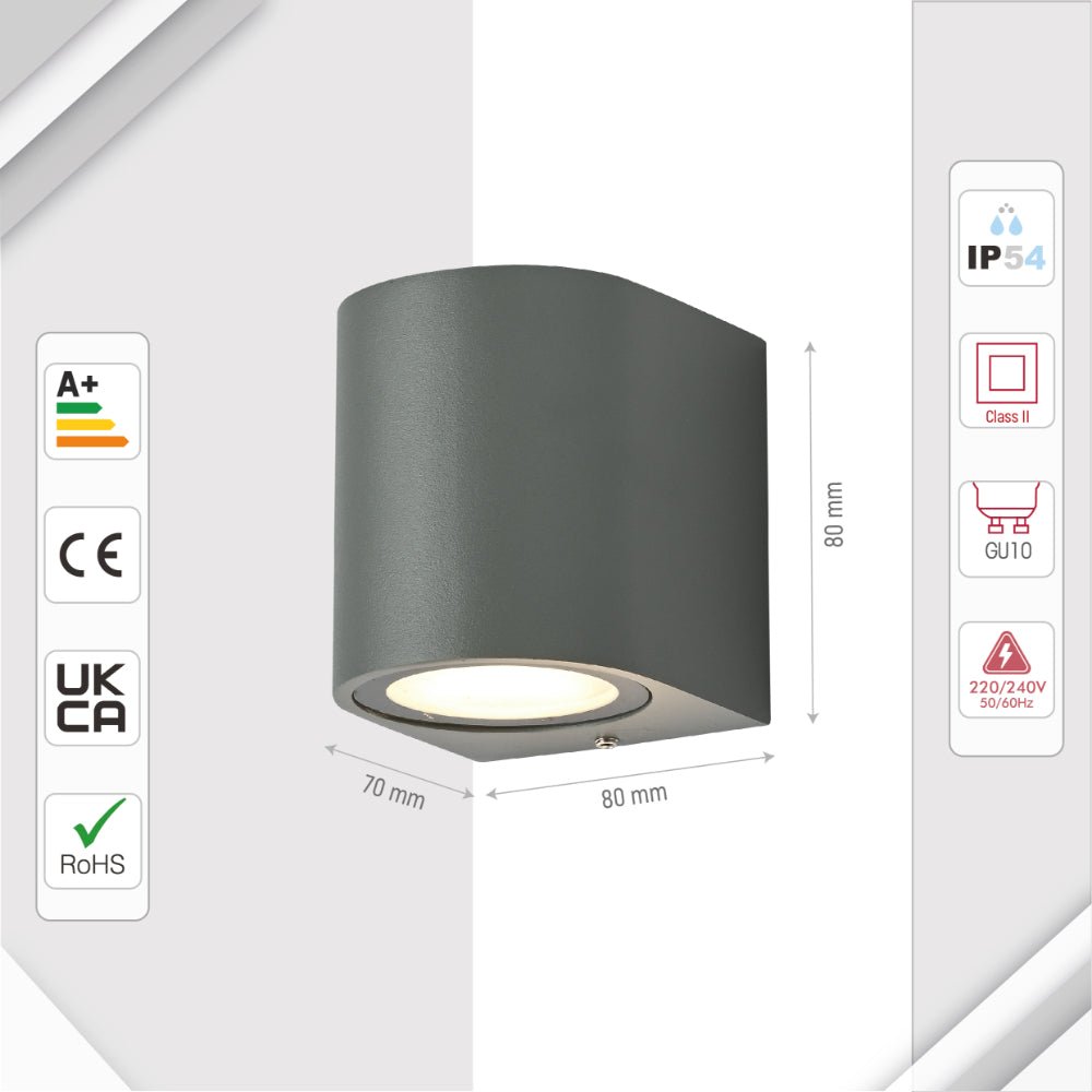 More exterior usage of Cylinder Wall Lamp IP54 Grey with GU10 Fitting | TEKLED 182-03349