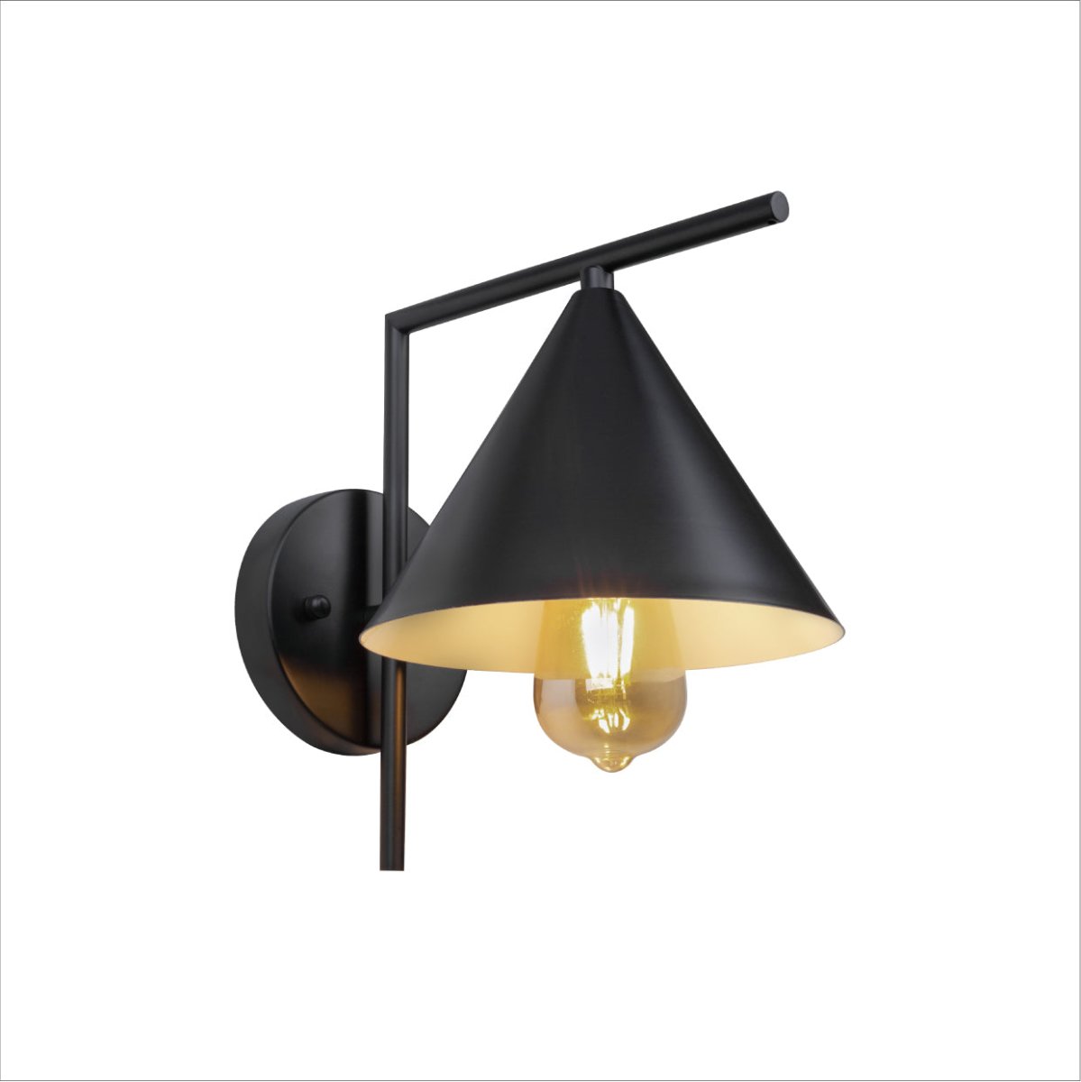Main image of Black Metal Funnel Wall Light with E27 Fitting